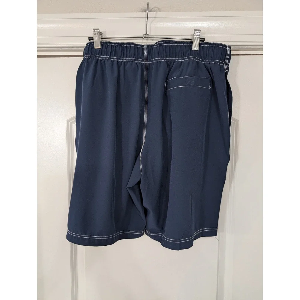 Coolibar Mens L‎ Navy Blue UPF 50+ Swim Trunks Board Shorts Mesh Lined